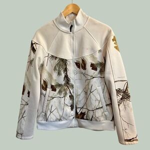 Field & Stream Full Zip Jacket Womens Small White Realtree Camo Fleece Lined
